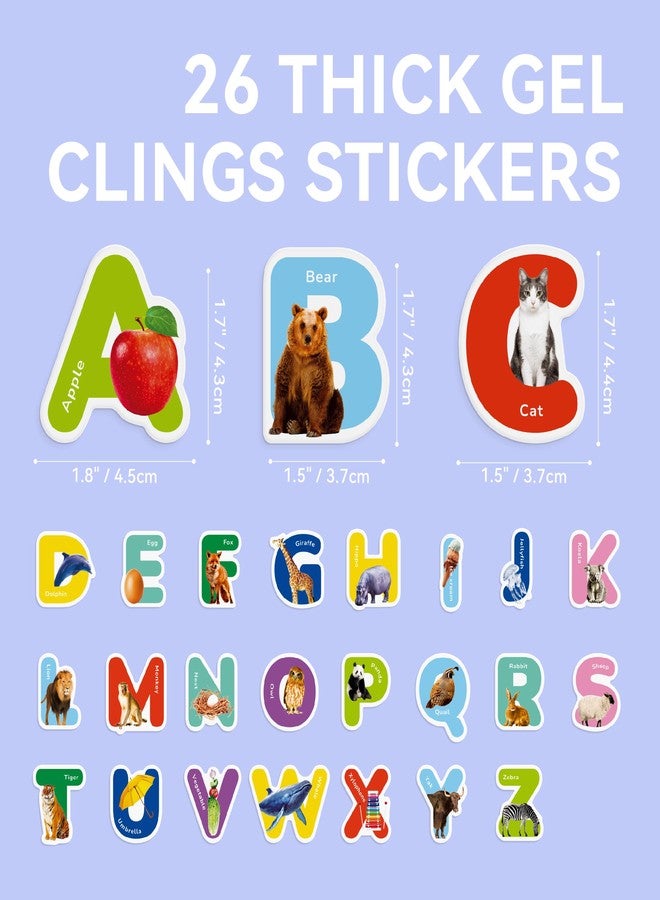 Dotimo Kids 26 PCS Letter Gel Stickers - Thick, Removable Alphabet & Animal Window Clings for Toddlers. Great for Home, Classroom, Nursery Decor and Toddler Animal Party Supplies - Image 4